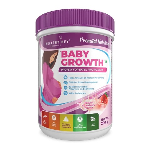 HealthyHey Nutrition Baby Growth Protein for Pregnant Women,  Natural Strawberry  200 g 