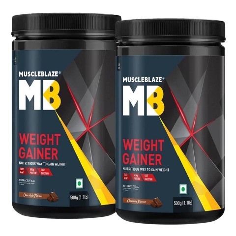 MuscleBlaze Weight Gainer with Added Digezyme 1.1 lb Chocolate - Pack of 2