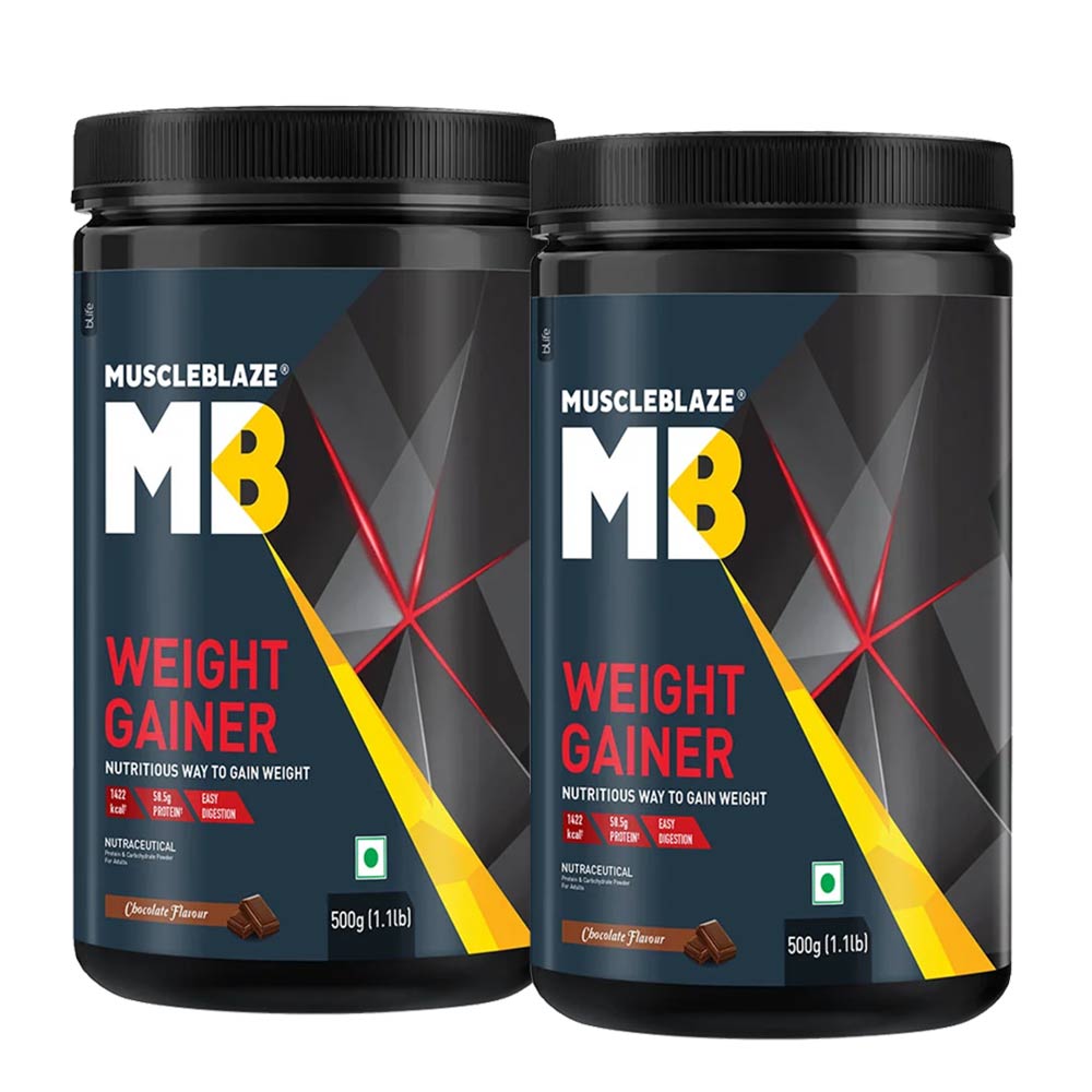 MuscleBlaze Weight Gainer with Added Digezyme 1.1 lb Chocolate - Pack of 2