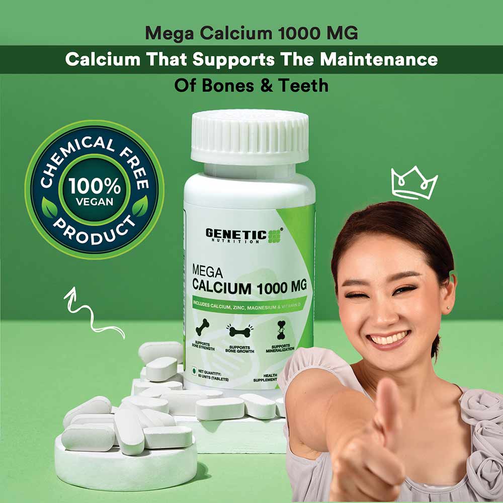 1 - Genetic Nutrition Mega Calcium 1000 mg,  60 tablet(s)  Unflavoured 