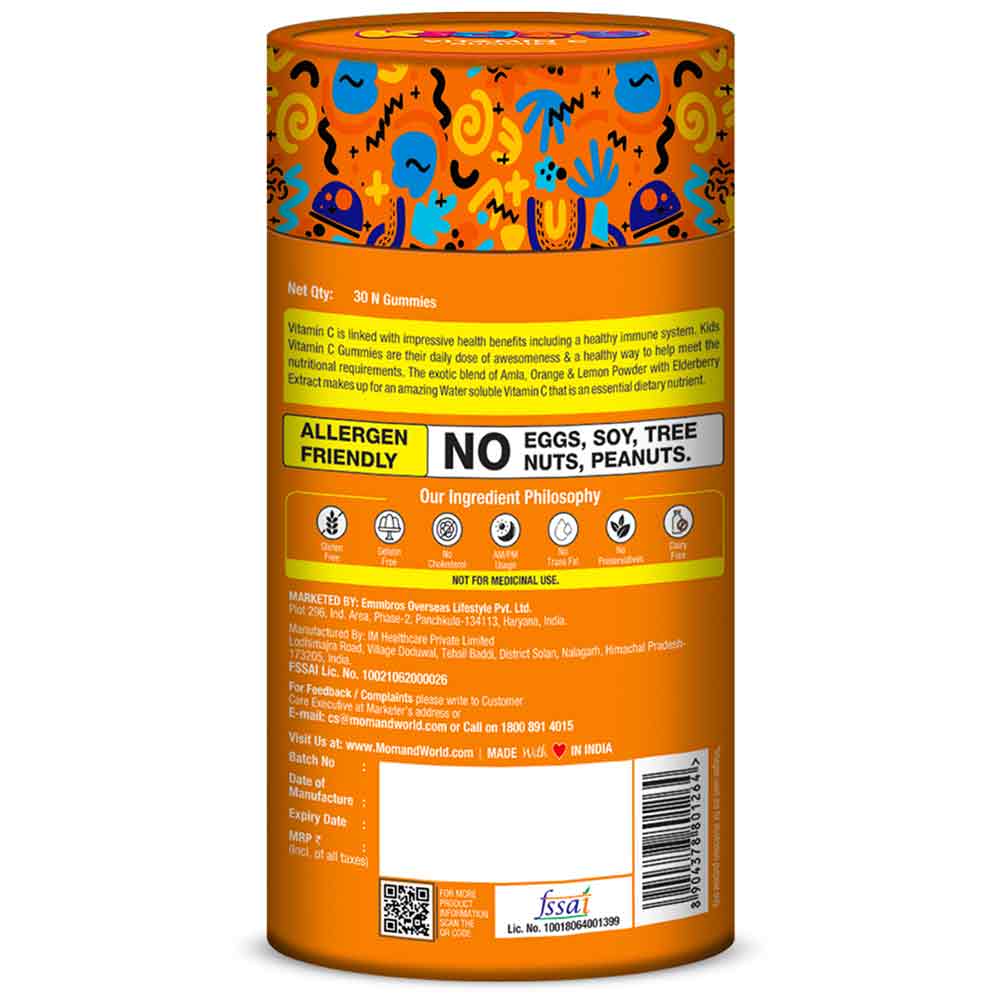 9 - Mom & World Kidsy Vitamin C,  30 gummies  Orange 