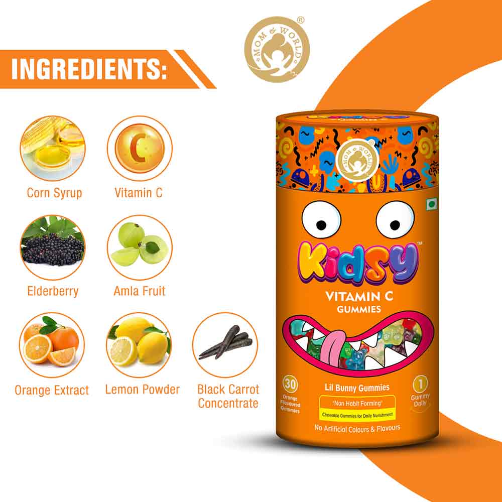 5 - Mom & World Kidsy Vitamin C,  30 gummies  Orange (Pack of 2) 