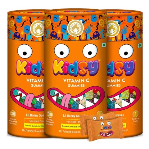 1 - Mom & World Kidsy Vitamin C,  30 gummies  Orange (Pack of 3) 
