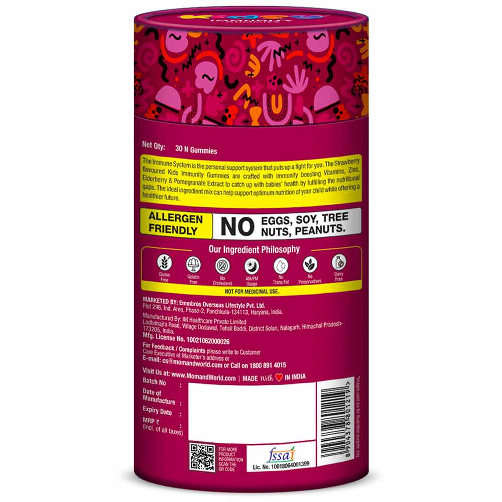 6 - Mom & World Kidsy Immunity & Vitamin D Combo,  2 Piece(s)/Pack  Strawberry & Lemon 