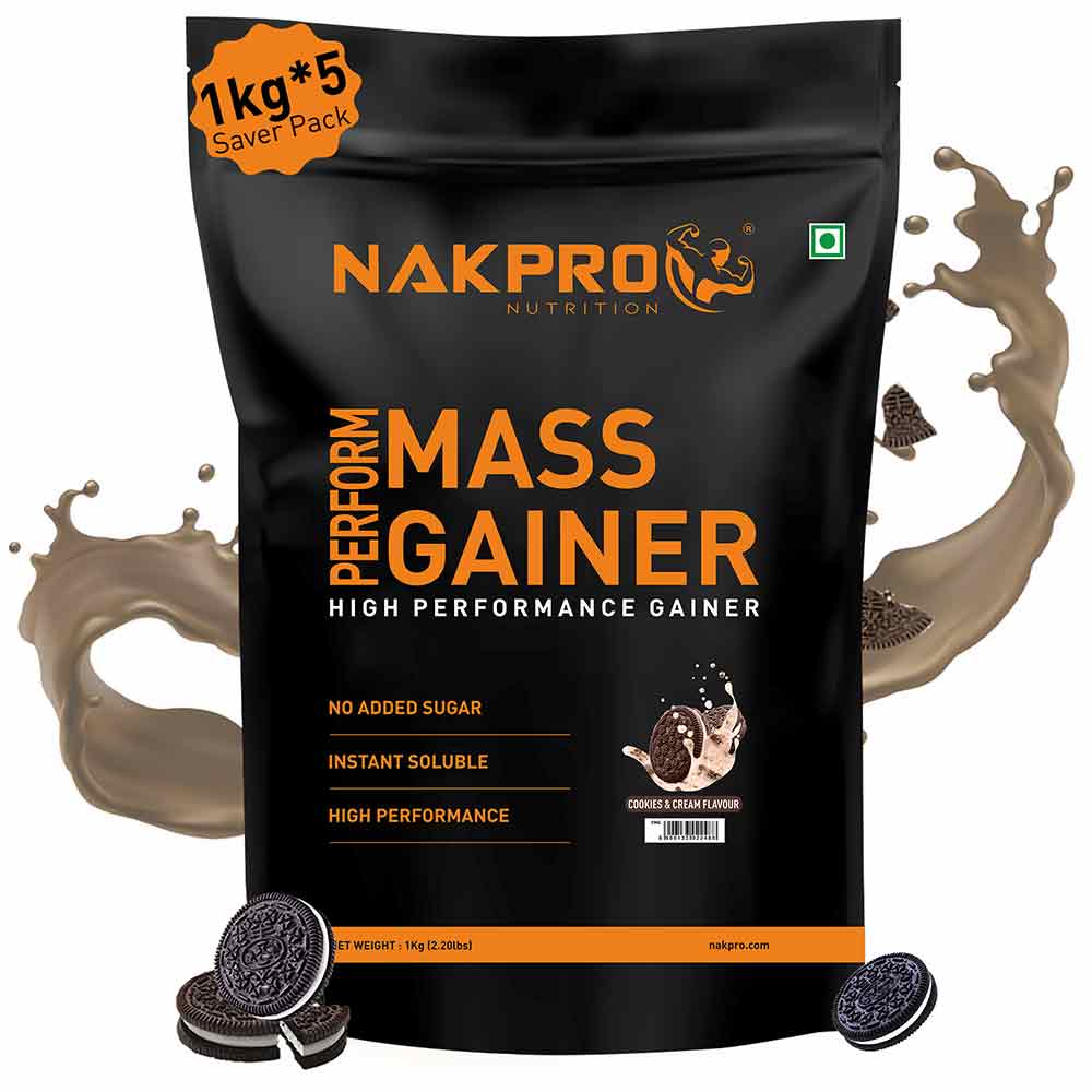 1 - Nakpro Perform Mass Gainer,  2.2 lb  Cookies & Cream (Pack of 5) 
