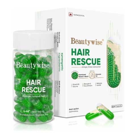 1 - Beautywise Hair Rescue Hydrolyzed Keratin & Biotin,  60 capsules  Unflavoured 