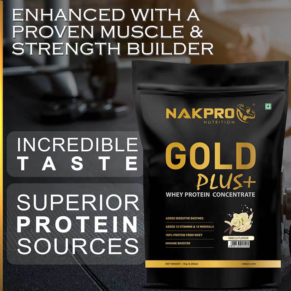 4 - Nakpro Gold Plus+ Whey Protein Concentrate,  2.2 lb  Vanilla 