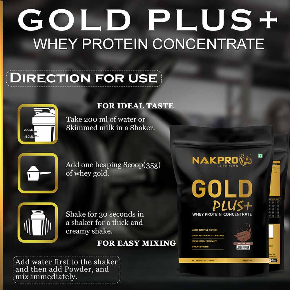 7 - Nakpro Gold Plus+ Whey Protein Concentrate,  2.2 lb  Chocolate 