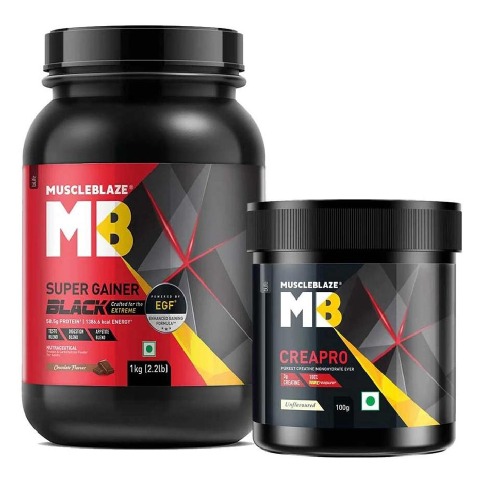 MuscleBlaze Super Gainer Black 1 kg & CreaPRO Creatine 100g Combo