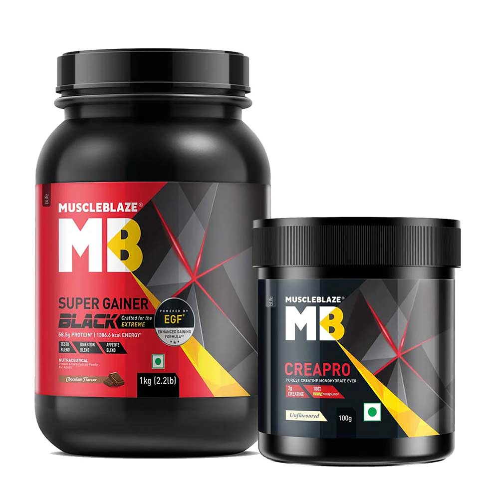 MuscleBlaze Super Gainer Black 1 kg & CreaPRO Creatine 100g Combo