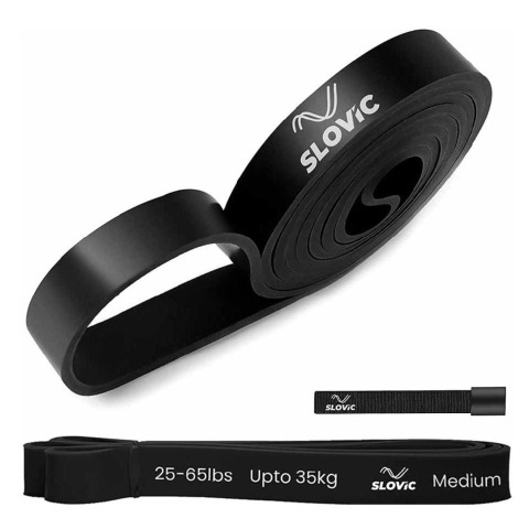 1 - SLOVIC TPE Resistance Band with Door Hanger, Black Free Size