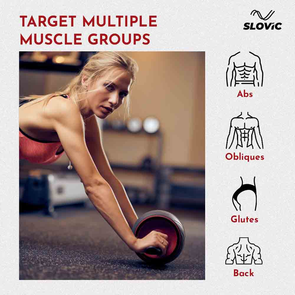 3 - SLOVIC Ab Roller with Mat,  Black  Free Size 