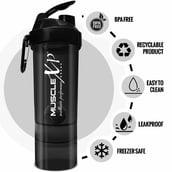 1 - MuscleXP Ultra XP Blender Gym Shaker with 2 Compartments, Black 650 ml