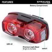 2 - Strauss Bicycle Solar Tail Light, Black