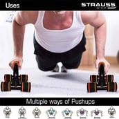 5 - Strauss Moto Push Up Bar,  Pair (Black/Orange)  Free Size 