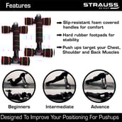 3 - Strauss Moto Push Up Bar,  Pair (Black/Red)  Free Size 