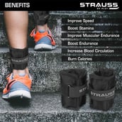 2 - Strauss Ankle Weight (Pair),  Black  1 kg 