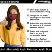 4 - Strauss Unisex Anti-Bacterial Protection Mask with Vent,  Small, Red 
