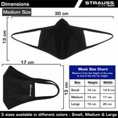 5 - Strauss Unisex Anti-Bacterial Protection Mask with Vent,  Large, Black 