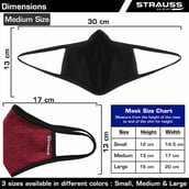 5 - Strauss Unisex Anti-Bacterial Protection Mask,  Medium, Red 
