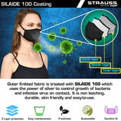 2 - Strauss Unisex Anti-Bacterial Protection Mask,  Large, Black 
