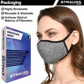 5 - Strauss Unisex Anti-Bacterial Protection Mask, Large, Grey