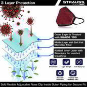 1 - Strauss Unisex Anti-Bacterial Protection Mask with Vent,  Large, Red 