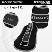 5 - Strauss Round Shape Ankle Weight (Pair),  Grey  1 kg 