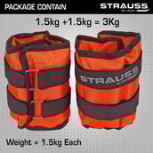5 - Strauss Ankle Weight (Pair),  Orange  1.5 kg 