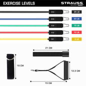 3 - Strauss Resistance Bands Set (Pack of 5),  Assorted  10 lbs,20 lbs,30 lbs,40 lbs,50 lbs 