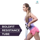 2 - Boldfit Resistance Tube with Foam Handles, Green Free Size