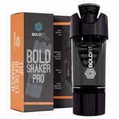 1 - Boldfit Gym Pro Cyclone Shaker,  Black (with Extra Compartment)  500 ml 