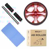 2 - Boldfit Abs Roller Exerciser with Knee Mat,  Red  Free Size 