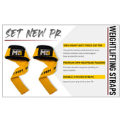 6 - MuscleBlaze Weight Lifting Strap (One More Rep),  Yellow  Free Size 