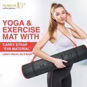 3 - MuscleXP EVA Yoga Mat with Carrying Strap,  Black  6 mm 