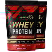 1 - MuscleXP 100% Whey Protein with Digestive Enzyme, 2.2 lb Double Chocolate Pack of 2
