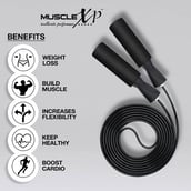 6 - MuscleXP Skipping Rope,  Blue & Black  Free Size (with Foam Handles) 