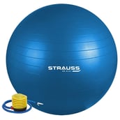 1 - Strauss Rubber Anti-Burst Gym Ball Round Shape, Blue 85 cm