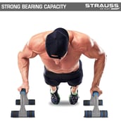 6 - Strauss Moto Push Up Bar,  Pair (Black/Blue)  Free Size 