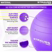 2 - Strauss Round Shape Anti Burst Gym Exercise Ball with Pump,  Purple  75 cm 
