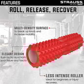 2 - Strauss Grid Yoga Massage Foam Roller,  Red  33cm 