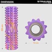 3 - Strauss Grid Yoga Massage Foam Roller,  Multicolor Purple  33cm 