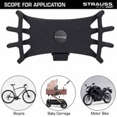 2 - Strauss Silicon Mobile Phone Holder with 360° Rotation,  Black 