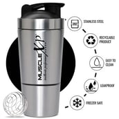 2 - MuscleXP Classic XP Stainless Steel Shaker Blender,  Black  590 ml 