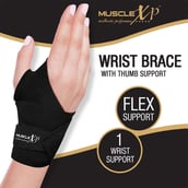 2 - MuscleXP Wrist Brace with Thumb Support,  Black  Free Size 