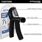 7 - Strauss Adjustable Hand Grip with Counter,  Black 