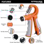 2 - Strauss Adjustable Hand Grip with Counter,  Orange 