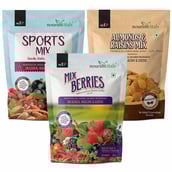 1 - NourishVitals Healthy Munching Combo, Sports Mix + Almonds & Raisins Mix + Mix Berries 3 Piece(s)/Pack