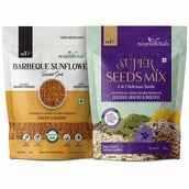 1 - NourishVitals Healthy Munching Combo,  Super Seeds Mix 6 in 1 + Barbeque Sunflower Roasted Seeds  2 Piece(s)/Pack 