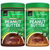 1 - NourishVitals Irresistibly Tasty Combo,  2 Piece(s)/Pack  Original Peanut Butter (Creamy Dark Chocolate) + Vegan Protein Peanut Butter (Extra Crunchy) 